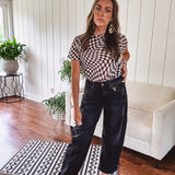 Black & White Checker Short Sleeve Mesh
