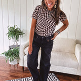 Black & White Checker Short Sleeve Mesh