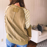 Olive Thermal Patchwork Mix & Match Pullover