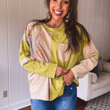 Sage Star Pocket Colorbock Long Sleeve