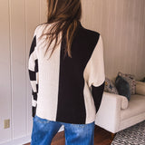 Black & White Stripe Colorblock Pullover Sweater