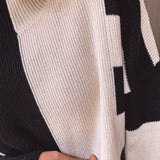 Black & White Stripe Colorblock Pullover Sweater