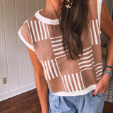 Cocoa Checker Stripe Sweater Vest