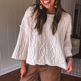 Powder Cream Cable Knit Sweater