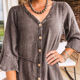 Ash Mineral Wash Cotton Button Front Dress