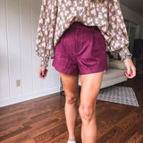 Plum High Waist Suede Shorts