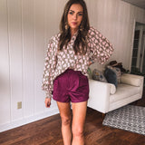 Plum High Waist Suede Shorts