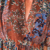 Rust + Blue Floral Midi Dress