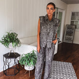 Grey Leopard Slouchy Two Piece Set