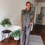 Grey Leopard Slouchy Two Piece Set