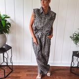 Grey Leopard Slouchy Two Piece Set