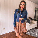Brown Polka Dot Bow Smock Dress