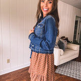 Dark Released Hem Denim Jacket