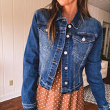 Dark Released Hem Denim Jacket