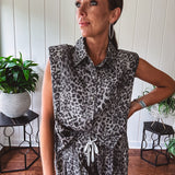 Grey Leopard Slouchy Two Piece Set
