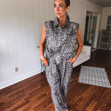 Grey Leopard Slouchy Two Piece Set