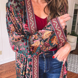 Jeweled Gypsy Emerald Floral Duster