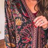 Jeweled Gypsy Emerald Floral Duster