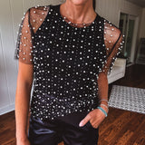 Black Pearl Accent Sheer S/S Mesh