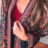 Jeweled Gypsy Emerald Floral Duster