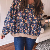 Vintage Floral Round Hem Dolman Crew