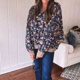 Vintage Floral Round Hem Dolman Crew