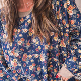 Vintage Floral Round Hem Dolman Crew