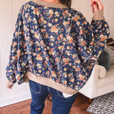 Vintage Floral Round Hem Dolman Crew