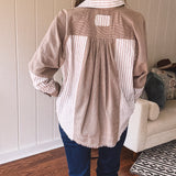 Hazelnut Stripe Block Mix Button Up