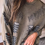 Vintage Moss Ripped & Rugged Crew