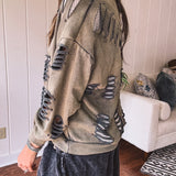 Vintage Moss Ripped & Rugged Crew