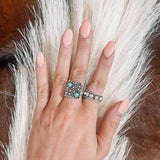 Turq Bubble Square Ring
