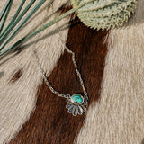 SS Oxidized Fan Turquoise Necklace