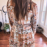 Dusty Blue Patchwork Chiffon Button Dress