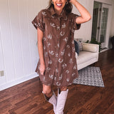 Cowboy Coffee Western Print Dress