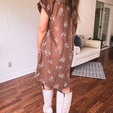 Cowboy Coffee Western Print Dress