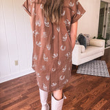 Cowboy Coffee Western Print Dress