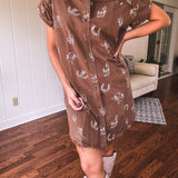 Cowboy Coffee Western Print Dress