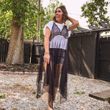 Black Sheer Mesh Layered Tee Top