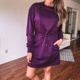 Plum On The Go Drawstring Waist Dress