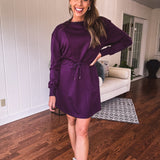 Plum On The Go Drawstring Waist Dress