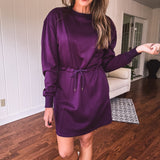 Plum On The Go Drawstring Waist Dress