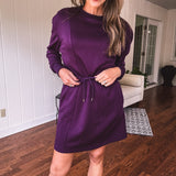 Plum On The Go Drawstring Waist Dress