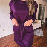 Plum On The Go Drawstring Waist Dress