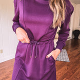 Plum On The Go Drawstring Waist Dress