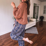 The Boho Current Navy Plaid Patchwork Pant