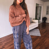 The Boho Current Navy Plaid Patchwork Pant