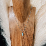 Mini Turq Cross SS Necklace