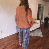 The Boho Current Navy Plaid Patchwork Pant