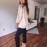LOVE Leo Patch Pullover | Light Khaki